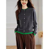 Design Sense Of The Color Collar Knitted Cardigan 2025 Spring And Autumn French Style Color Show Thin Women's Clothing Two HZ0108