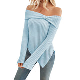 Autumn And Winter 2025 New Lady Fashion Shoulder Repair Fork T-Shirt HZ0108