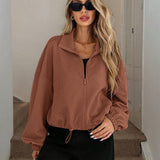 Autumn/Winter 2025 High-Collar Zipper Under The Swing Rope Pocket Lady Loose Baseball Jacket HZ0108