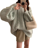 Round Collar 2025 New Soft-Mascued Knitting Coat On The Head Of The Lazy Wind Korean Version Of The Loose Sweater Coat Women's Large Autumn And Winter HZ0108