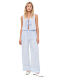 2025 New Summer Women's Sleeveless Bow Striped Trousers Two Sets HZ0108