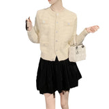 Korean Version Of Bright Silk Soft-Glip Sweater Women's Autumn And Winter New Sweet And Gentle Fashion Knitted Open Shirt HZ0108