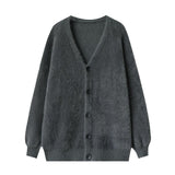 Imitating Sleeve Open Shirt Women Loose Korean Version Of 2025 Autumn And Winter Women's Clothing Lazy Wind Outside The Thin V-Neck Knitwear HZ0108