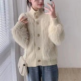 Imitation Of The Marinade Velvet Sweater Women's Cardigan Autumn And Winter 2025 Women's High-End Temperament Loose Knit Coat Woman HZ0108