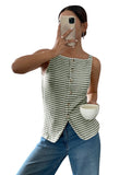2025 Summer New Lady Casual Button Sleeveless Slings Vests HZ0108