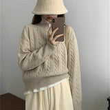 Over-Collar Design Jersey Knitted Jersey Autumn And Winter Women's Long-Sleeved Solid Color Temperament Loose Tops Women's Coat HZ0108