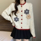 French Temperament Flower Round-Neck Sweater Coat Women Autumn And Winter Women's Languid Little Knitted Cardigans HZ0108