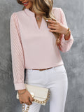 Autumn Fashion New Lady Splicing Chiffon Long-Sleeved Solid Color Shirt HZ0108