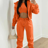 Women's 2025 Spring Suit New Solid Color Simple Hoodie Casual Fashion Sportswear Set HZ0108