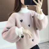 Women's Sweater Women's Autumn And Winter 2025 Loose Lazy Half-High Collar Hooded Thick Knitted Bottom Shirt Top HZ0108
