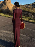 Autumn 2025 New Women's Solid-Colored Long-Sleeved Sexy Hollow Bag Hip Dress With Temperament Dress HZ0108