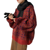 Autumn Dress Women's Clothing 2025 New Thousand Bird Gatern Knitted Knit Coat Lantern Sleeve Jumper Lantern Sweater Lazy Wind Coat HZ0108