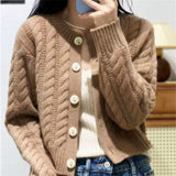 High-End Soft-Dense Cardigan Sweater Women 2025 Autumn And Winter New Retro Loose Jasmine Short Coat Top HZ0108