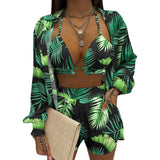 2025 Women's Sexy Three-Piece Spring Beach Fashion Shorts Set HZ0108