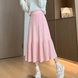 Vintage Knitted Half-Dress Woman 2025 New Autumn And Winter Thick High Waist Thin Temperament A Word Fishtail Skirt HZ0108