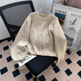 Vintage Embroidery Flower Cover Sweater Women's Autumn And Winter 2025 Women's Loose Lazy Wind High-End Feeling Korean Knitwear HZ0108