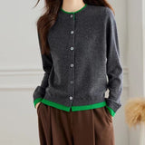 Design Sense Of The Color Collar Knitted Cardigan 2025 Spring And Autumn French Style Color Show Thin Women's Clothing Two HZ0108