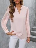 Autumn Fashion New Lady Splicing Chiffon Long-Sleeved Solid Color Shirt HZ0108