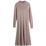2025 New French Knitted Fashion Dress Autumn And Winter Temperament Long Sweater Skirt Half-High Collar HZ0108