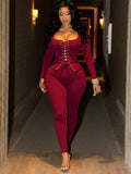 In The Autumn Of 2025, The New Women's Hottie Is Tied To The Long-Sleeved Trousers Solid Color Repair Two Sets. HZ0108