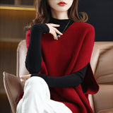 Spring And Autumn New Knitted Vest Women's Bat Shirt V-Neck Solid Color Cane Shoulder Women Loose Lazy Outside Wearing Fashion Clip HZ0108