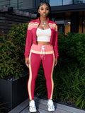Fashion Street Women's Clothing Collics Long Sleeve Zipper Open Shirt Sports Trousers Two Sets HZ0108