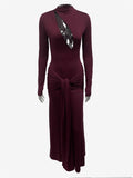 Autumn 2025 New Women's Solid-Colored Long-Sleeved Sexy Hollow Bag Hip Dress With Temperament Dress HZ0108