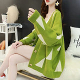 Japanese And Korean College Wind Bump Knitted Jersey Autumn And Winter New Loose Thin Temperament Lazy Sweater Women's Coat HZ0108