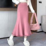 Fishtail Knitted Half-Body Dress Women's Spring And Autumn Winter 2025 New High-Waisted A-Word Bag Hip Pendant Long HZ0108