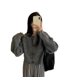 Autumn 2025 Women's Korean Version Of Retro Round-Neck Knitted Cardigan Sweater Coat Languid Loose Soft Glutinous Temperament Top HZ0108