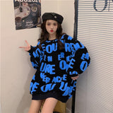 New Autumn And Winter Sweet Fresh Wind Letter Embroidery Velvet Tuxedo Korean Version Of Loose Round-Neck Sweater Knitted Shirt HZ0108