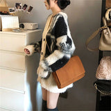 2025 Women's Languid Style Design Relaxed V-Neck Bump Color Long Single Buckle Knit Sweater Open Shirt Jacket HZ0108