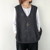 Knitted Vest Spring And Summer Hollow Sleeveless Thin Loose Size V Laguard Shoulder Retro Horse Tide Outside HZ0108