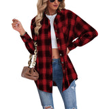 2025 Women's Top Autumn And Winter New Collar Long Sleeves Loose Casual Plaid Shirt HZ0108