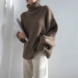 Lazy Wind Turtleneck Sweater Women's Autumn And Winter New Korean Version Of The Retro Loose-Set Long-Sleeved Knitted Shirt Top HZ0108