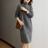 French Temperament Knitted Dress Women's Autumn And Winter 2025 New Half-Zip Chain Leisure Long Sleeve Collar Sweater Dress HZ0108