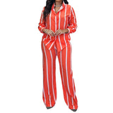 Women's Clothing 2025 Winter New Temperament Casual Long-Sleeved Striped Shirt Trousers Fashion Suit Women HZ0108