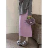 Knitted Half-Dress Women 2025 Winter New Plus Velvet High-Waist A Word Thin Straight Skirt One-Step Bag Of Hips Long Skirt HZ0108