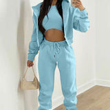 Women's 2025 Spring Suit New Solid Color Simple Hoodie Casual Fashion Sportswear Set HZ0108