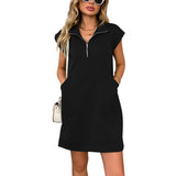 New Collar Zipper Pocket Loose Straight Dress In Summer 2025 HZ0108