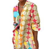 2026 Spring Women's V-Neck Printed Painted Lantern Sleeve Temperament Commer's Elegance Commerity Casual Set HZ0108