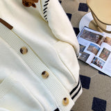 Korean Version Of The Bear Sweater Cardigan Women's Coat 2025 Autumn And Winter New Wear Rope Lazy Pocket Knitting Outside The Coat HZ0108