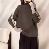 High-Necked Collider Clamming Sweater Women's Autumn And Winter Women's Needle Casual Wind Knitting Knitting Tops Bottom HZ0108