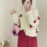 New Cherry Age-Slepeak Sweet Sweater Women's Short Thick Knitted Cardigans Lazy T-Shirts In The Fall/Winter 2025 HZ0108