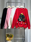 Lazy Wind Red Christmas Sweater Women's Autumn And Winter 2025 Women's Casual Round Knitted Shirt HZ0108
