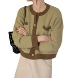 Short-Colored Knitted Cardigan Women 2025 Spring And Autumn New Round Collar Small Fragrant Pocket Hair Thin Women's Coat HZ0108