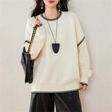 Autumn 2025 Women's Korean Version Of Retro Round-Neck Knitted Cardigan Sweater Coat Languid Loose Soft Glutinous Temperament Top HZ0108