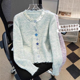Sweet Soft-Creative Gentle Wind Sweater Woman 2025 Spring And Autumn Women's Round-Neck Loose Thin Knitted Shirt Coat Woman HZ0108