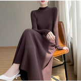 Korean Chic Autumn/Winter Miniaum Vintage Lazy Sweater Coat + Knitted Suspension Dress Two-Sleeve Woman HZ0108