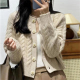 High-End Soft-Dense Cardigan Sweater Women 2025 Autumn And Winter New Retro Loose Jasmine Short Coat Top HZ0108